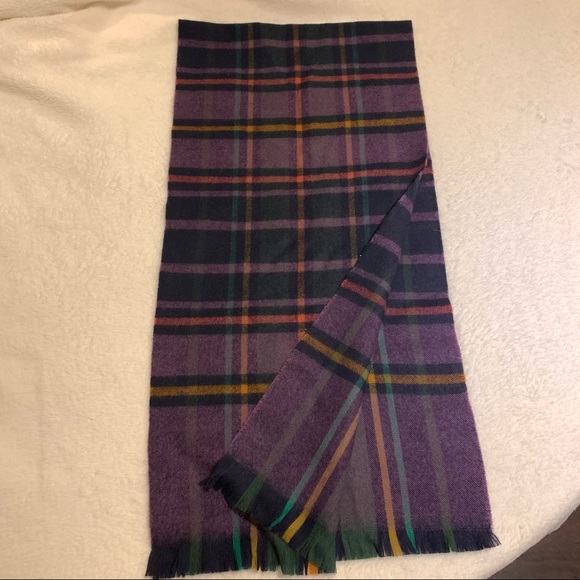 100% Wool Purple Plaid Scarf - Picture 5 of 5